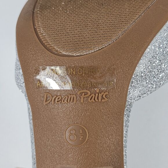 Dream Pairs COCO Silver Glitter Pointed Toe Block Heel Ankle Strap Pumps 8.5 - Picture 8 of 9